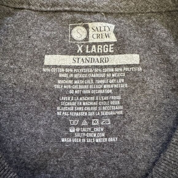 SALTY CREW Gray Nautical Flags Short Sleeve Crew Neck Tee T Shirt Men's Size XL - Picture 6 of 6